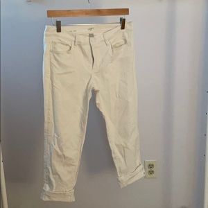 Loft outlet cream cropped cuff jeans